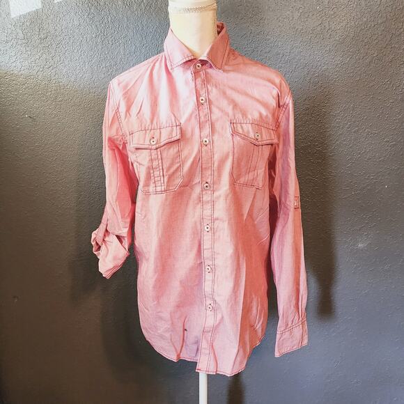 Michael Brandon Other - Michael Brandon Snap Down Tab roll long sleeve western rodeo shirt Size small